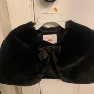 Girls Black Cape with bow worn once